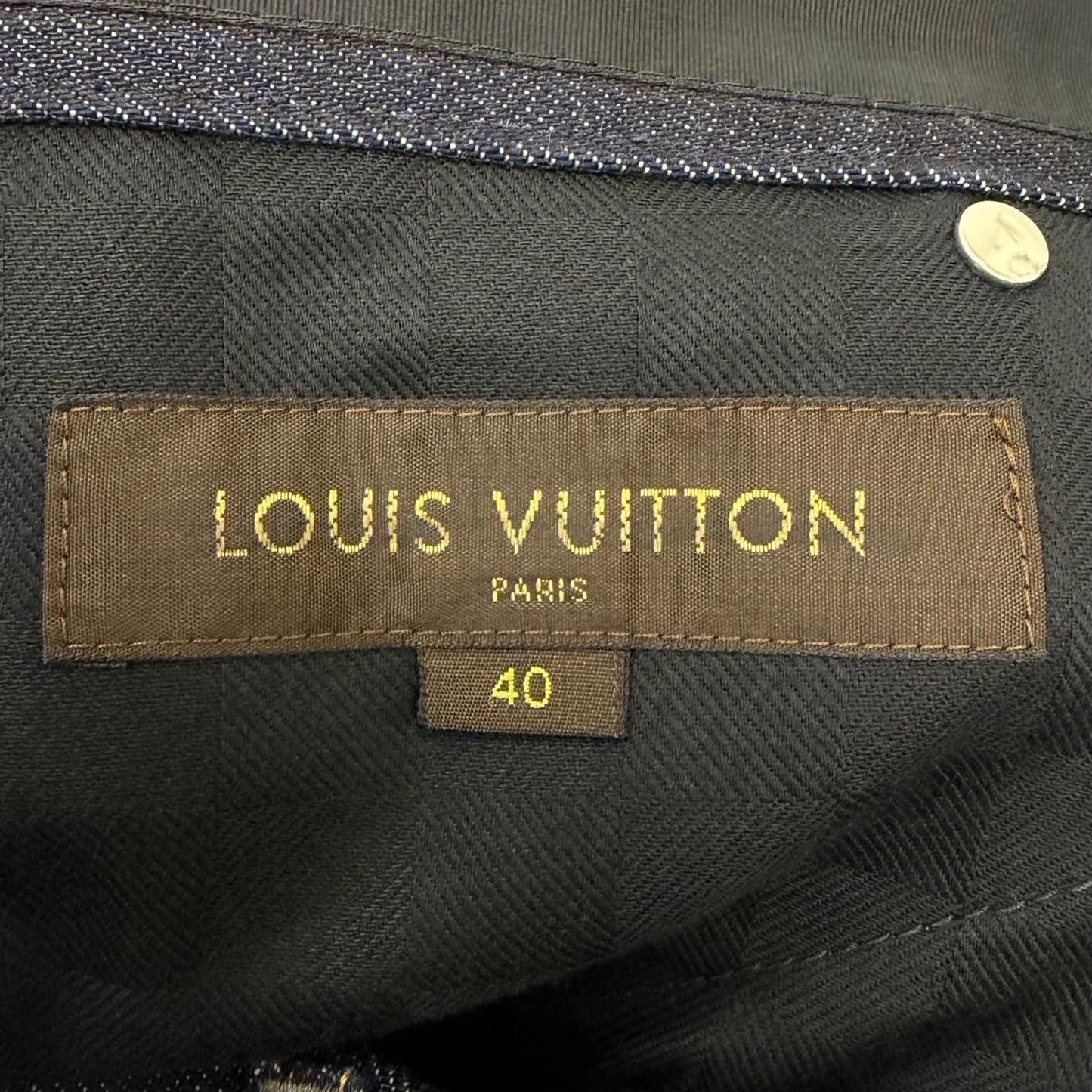 Louis Vuitton Cotton 100% Leather Patch Pants Jeans Indigo Blue 40 — view 6