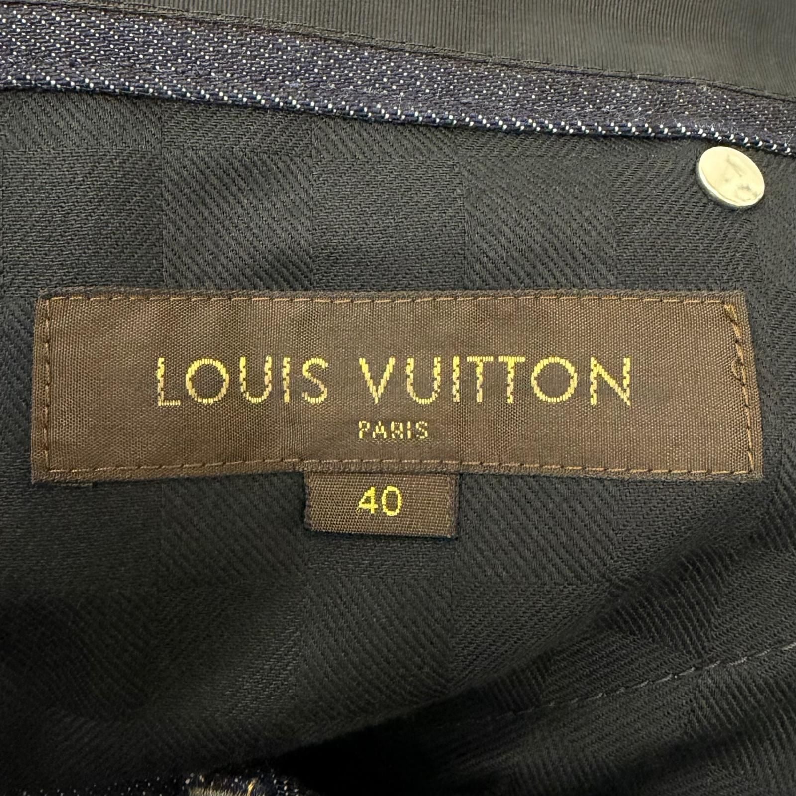 Louis Vuitton Cotton 100% Leather Patch Pants Jeans Indigo Blue 40 — view 6