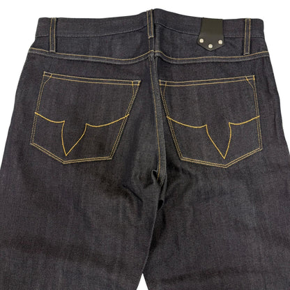 Louis Vuitton Cotton 100% Leather Patch Pants Jeans Indigo Blue 40 — view 4