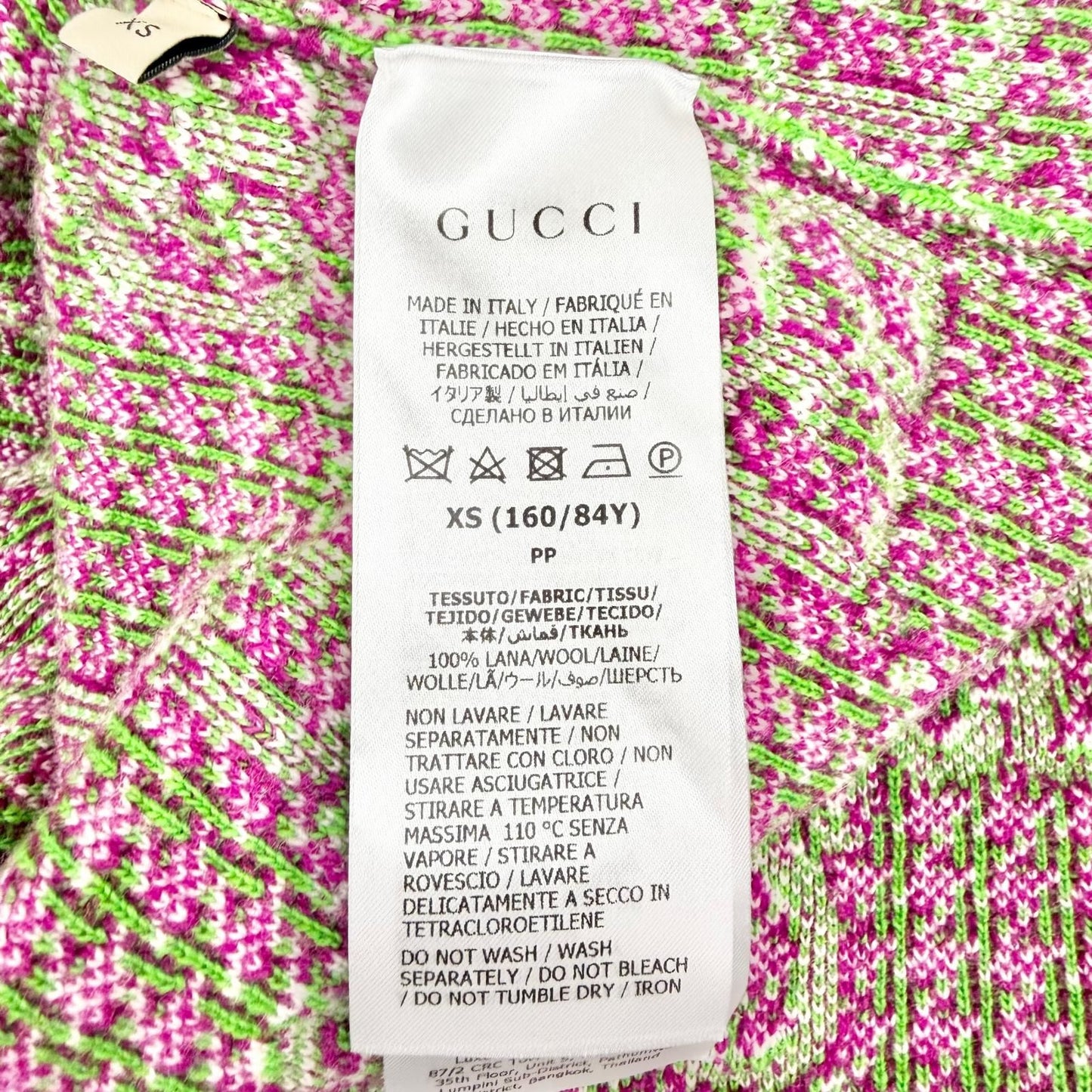 Gucci Wool GG Pattern Short Sleeve Knit Dress Mini Length Green Purple XS — view 9