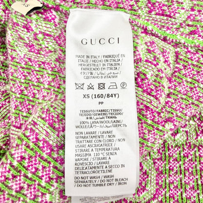 Gucci Wool GG Pattern Short Sleeve Knit Dress Mini Length Green Purple XS — view 9
