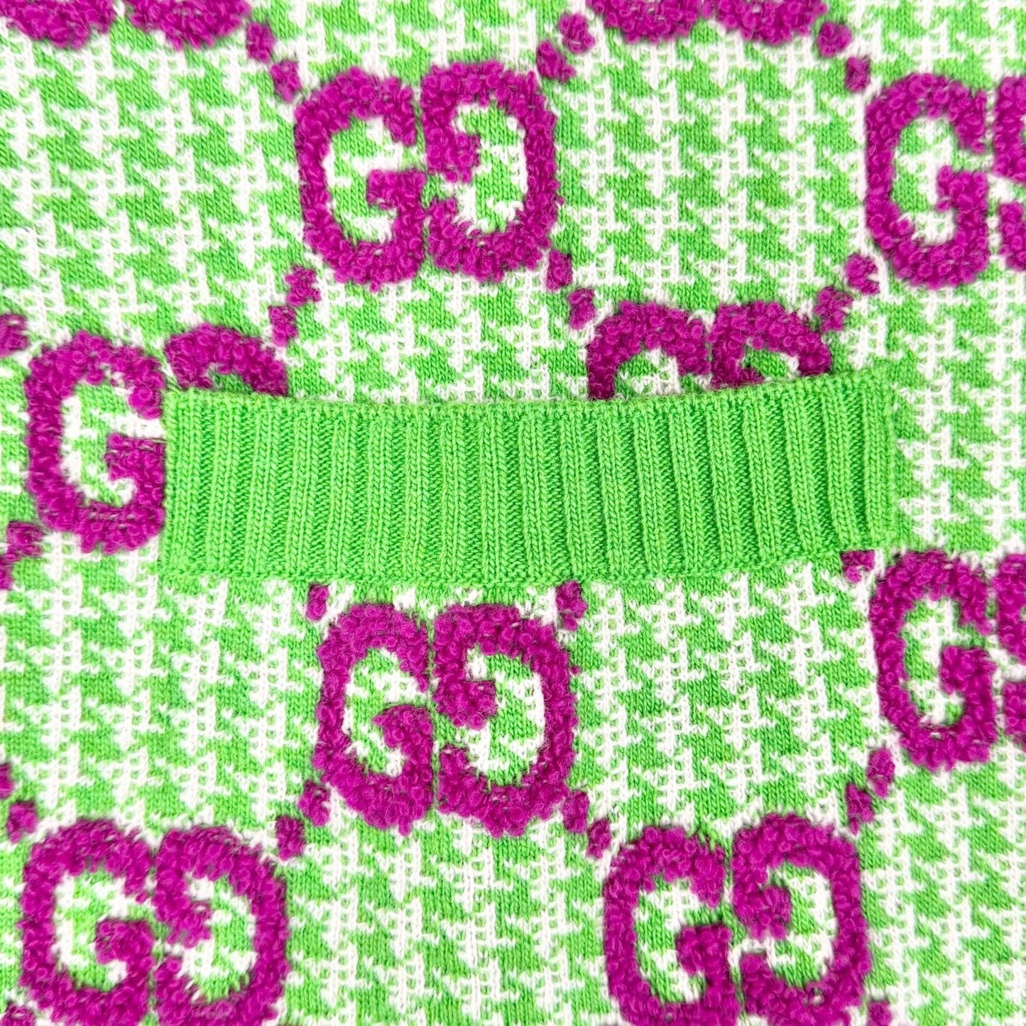 Gucci Wool GG Pattern Short Sleeve Knit Dress Mini Length Green Purple XS — view 6