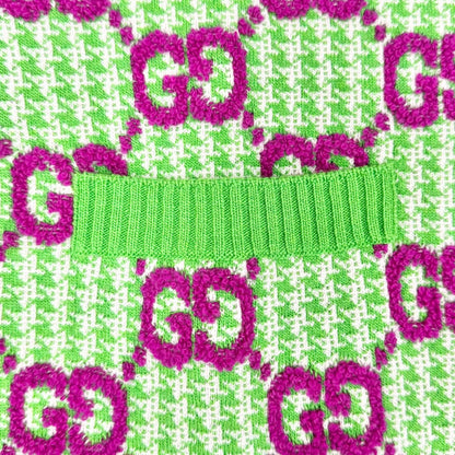 Gucci Wool GG Pattern Short Sleeve Knit Dress Mini Length Green Purple XS — view 6