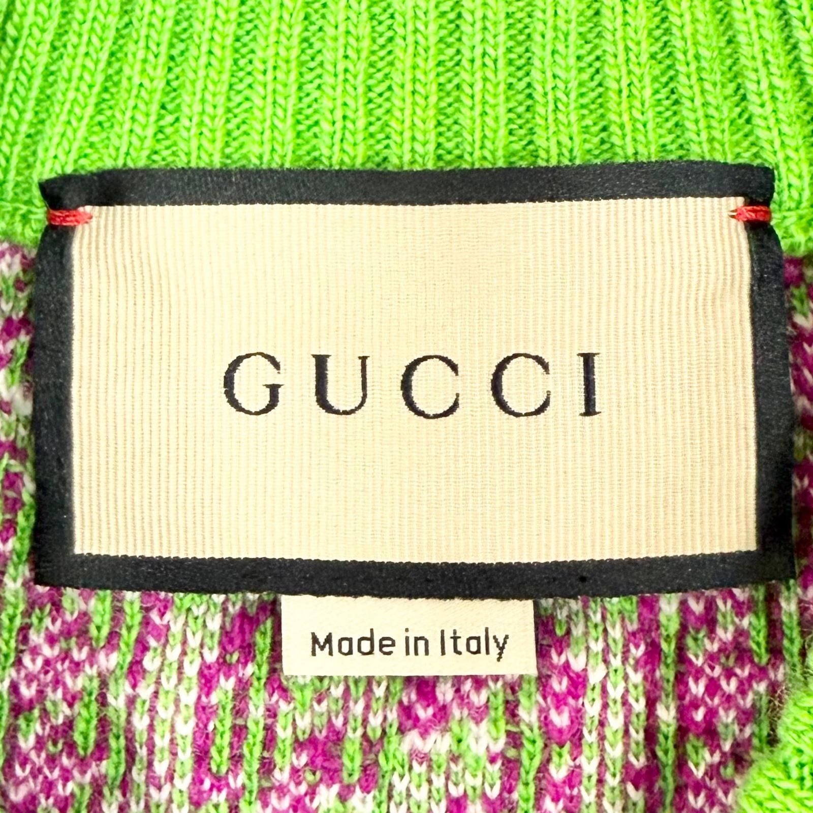 Gucci Wool GG Pattern Short Sleeve Knit Dress Mini Length Green Purple XS — view 7