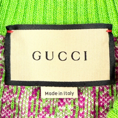 Gucci Wool GG Pattern Short Sleeve Knit Dress Mini Length Green Purple XS — view 7
