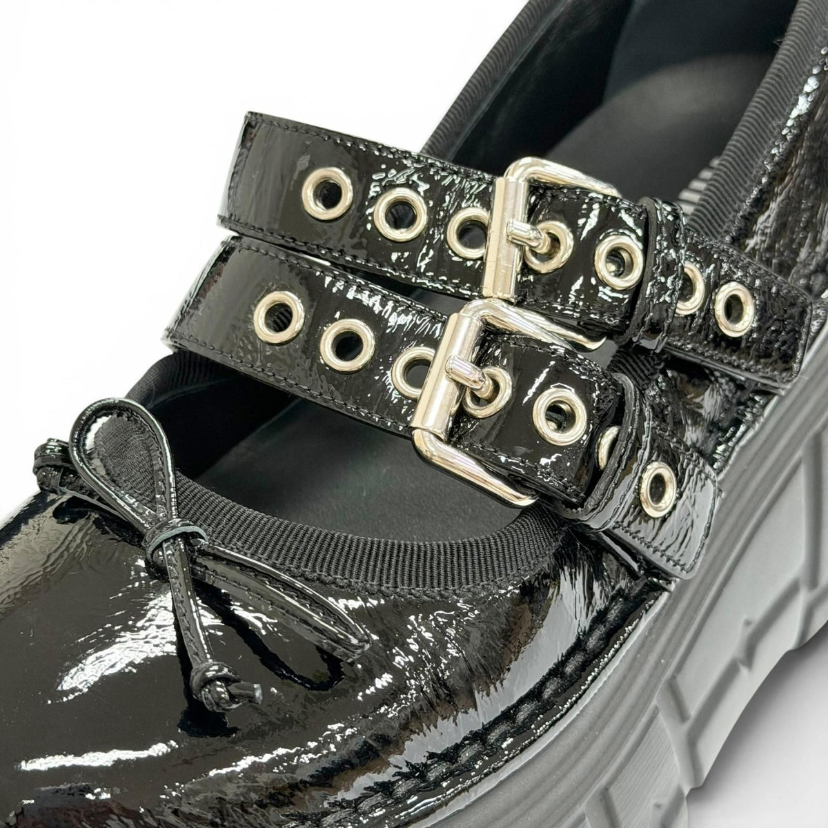 Miu Miu Naplakku Flatform Ballerina Patent Leather Double Strap Thick Sole — view 7
