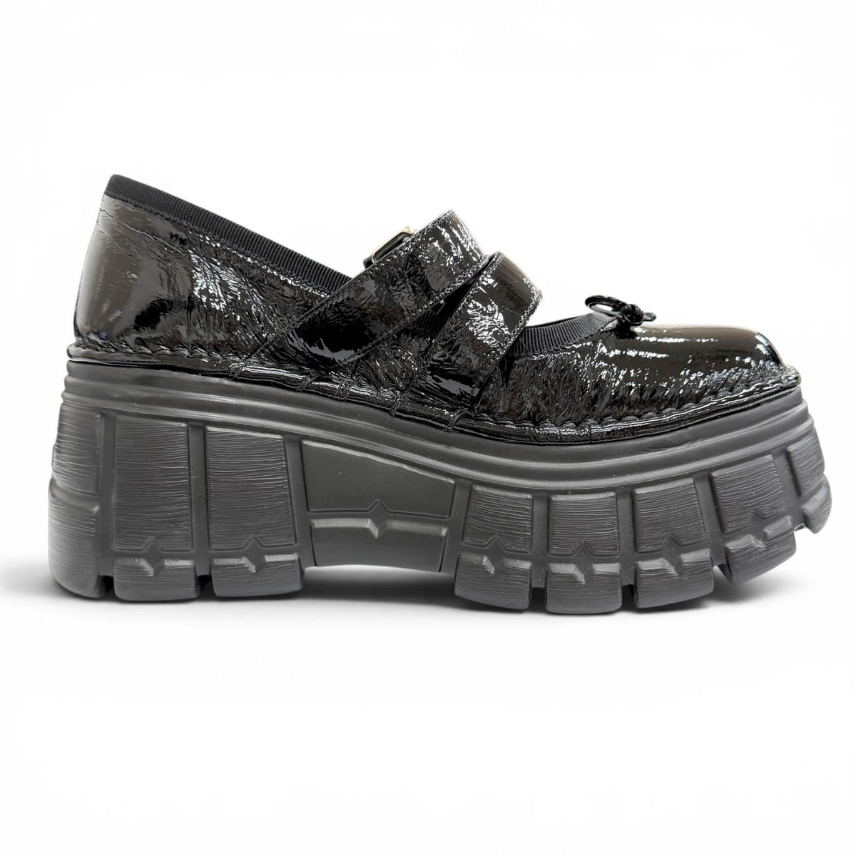 Miu Miu Naplakku Flatform Ballerina Patent Leather Double Strap Thick Sole — view 6