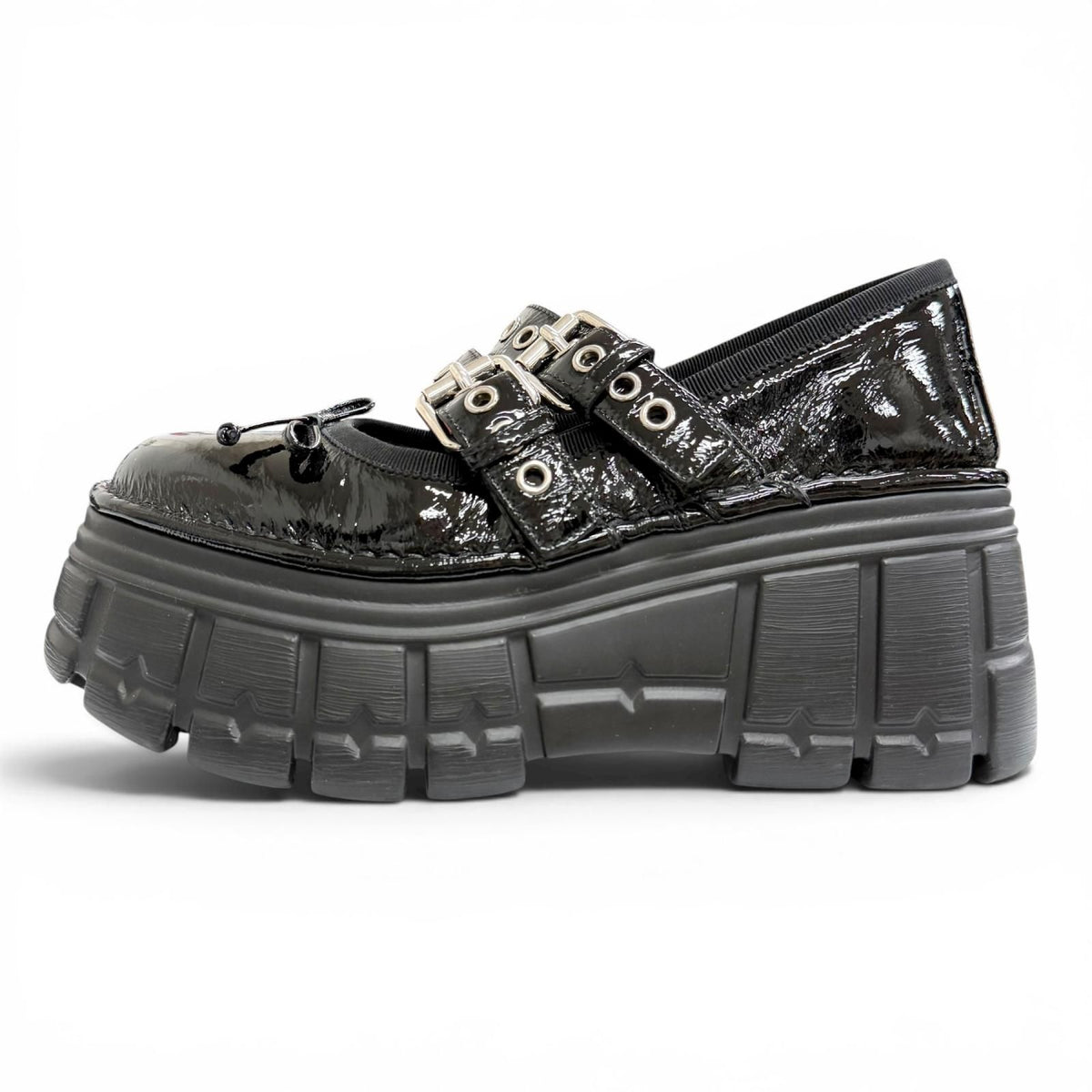 Miu Miu Naplakku Flatform Ballerina Patent Leather Double Strap Thick Sole — view 5
