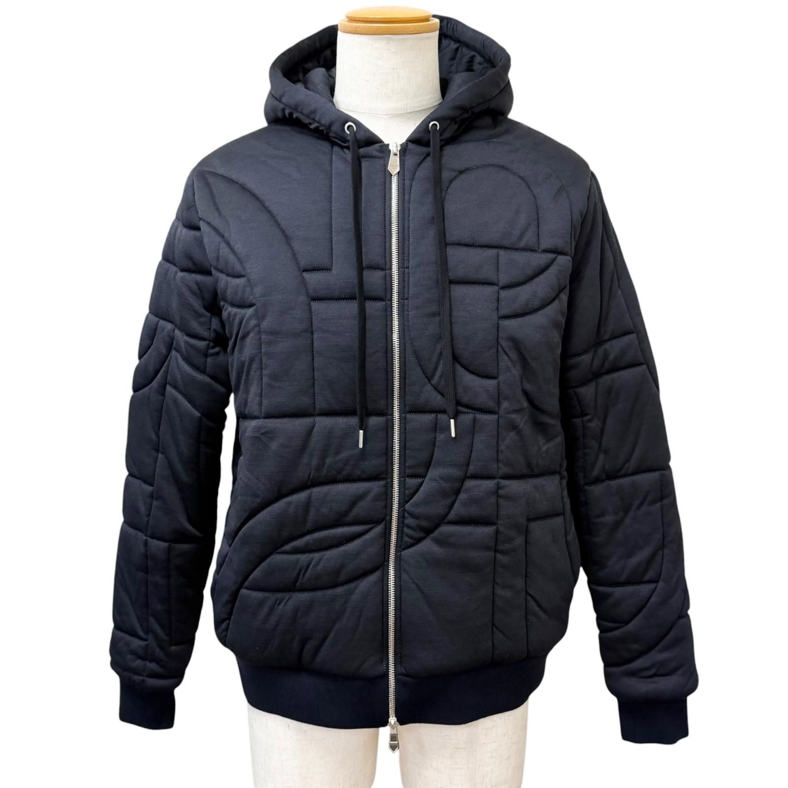 Hermes Wool Silk Maillon Quilted Jacket Navy