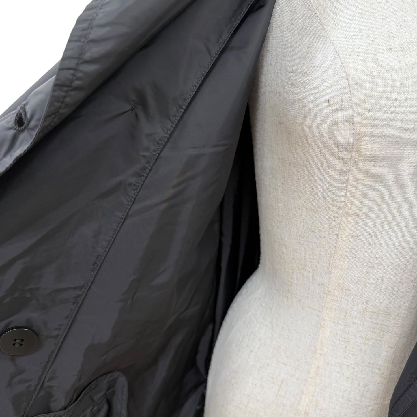 Prada Re-Nylon Triangle Logo Belt Trench Coat Black 40 — view 5