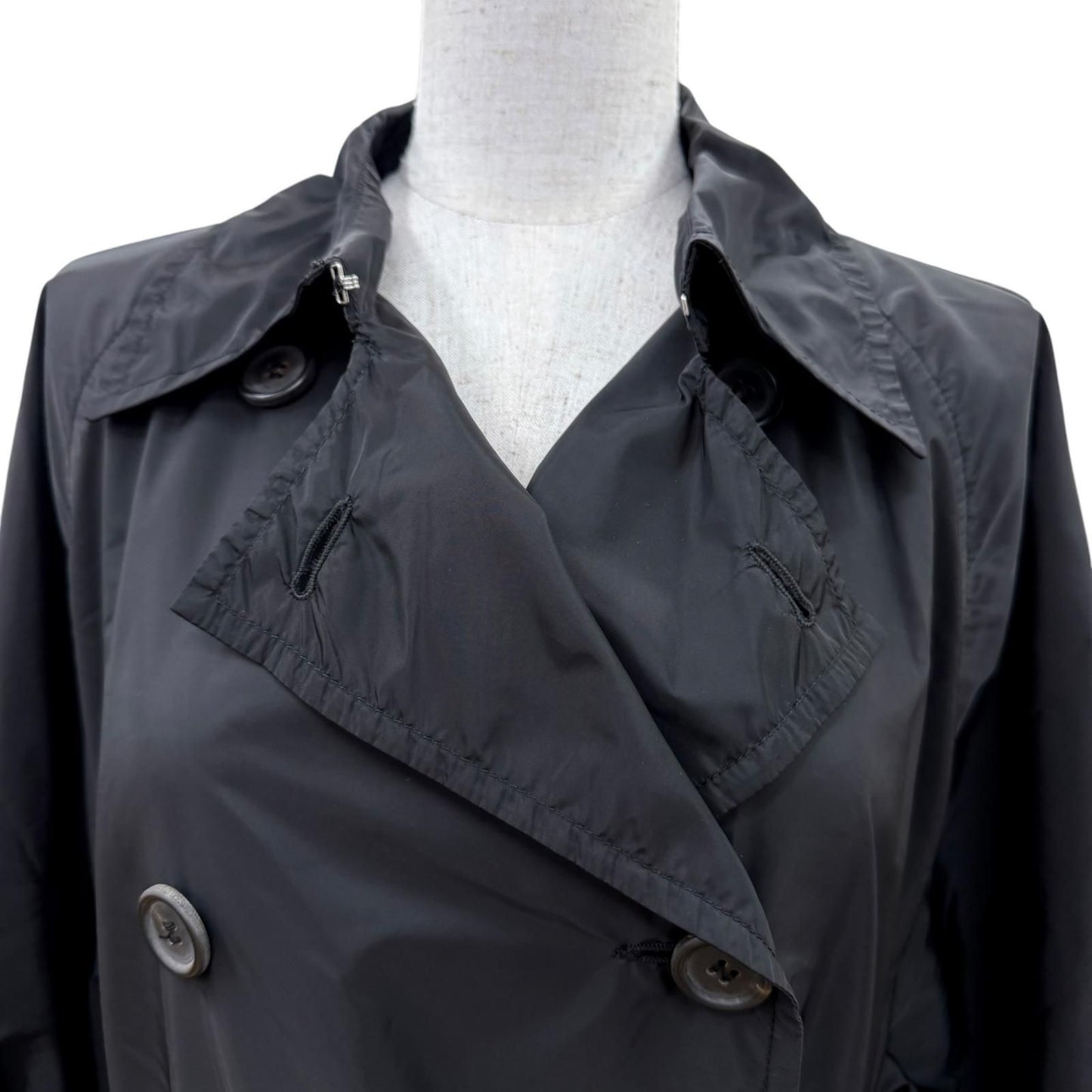 Prada Re-Nylon Triangle Logo Belt Trench Coat Black 40 — view 2