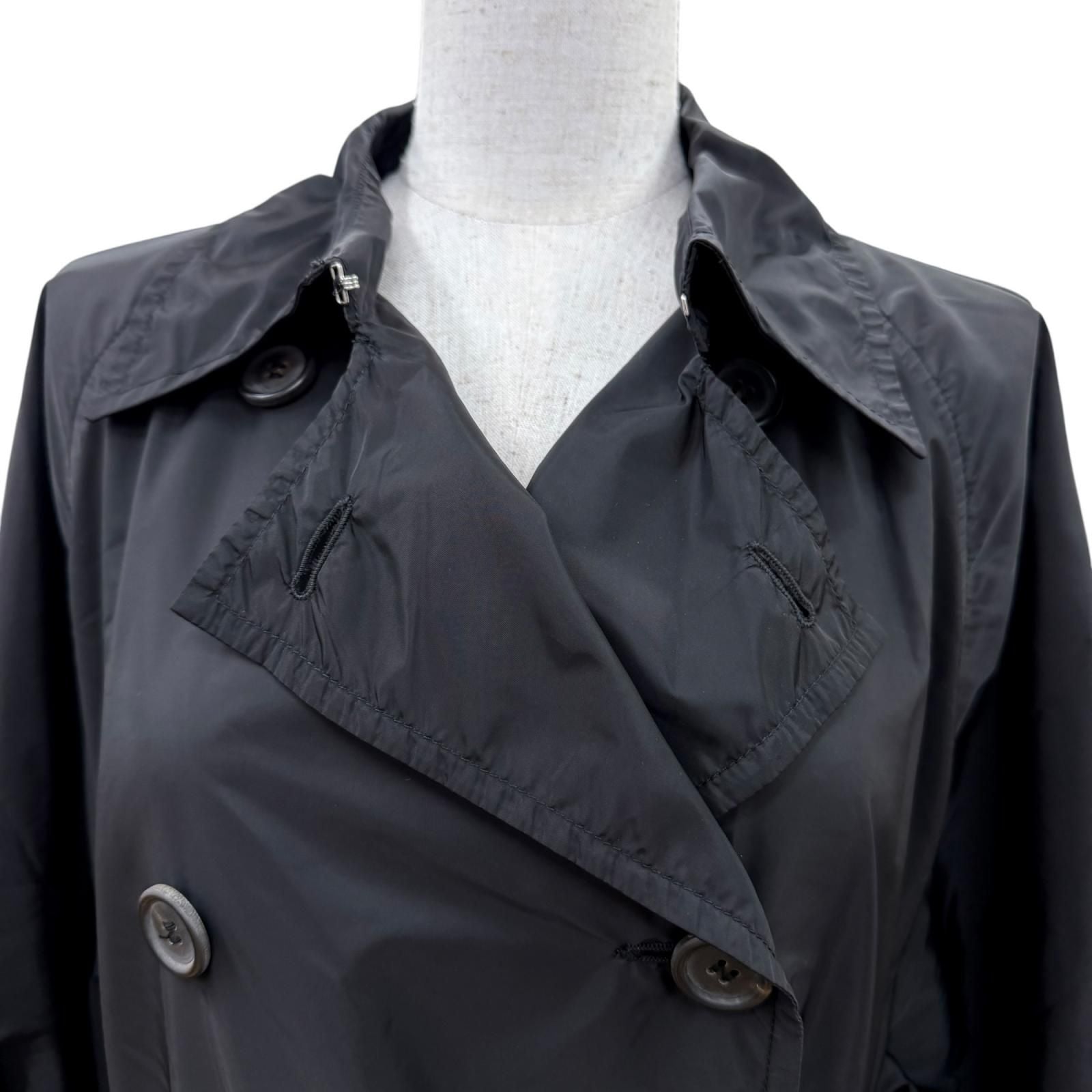 Prada Re-Nylon Triangle Logo Belt Trench Coat Black 40 — view 2