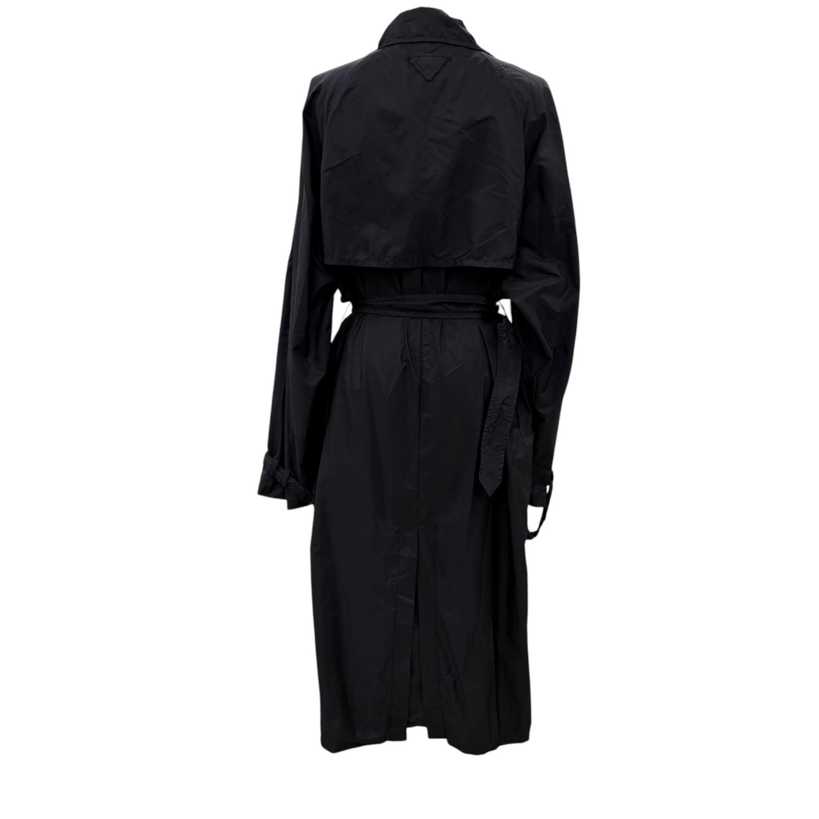 Prada Re-Nylon Triangle Logo Belt Trench Coat Black 40 — view 4