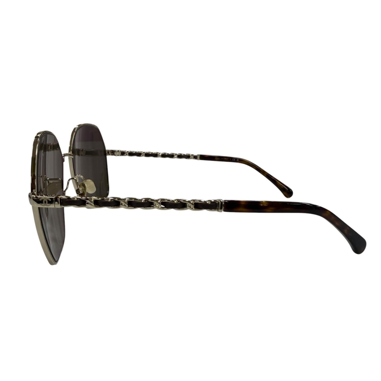 Chanel CC Logo Hexagon Chain Sunglasses Gold Black Demo Lens Eyewear — view 6