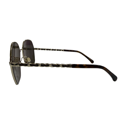 Chanel CC Logo Hexagon Chain Sunglasses Gold Black Demo Lens Eyewear — view 6