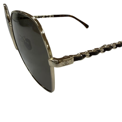 Chanel CC Logo Hexagon Chain Sunglasses Gold Black Demo Lens Eyewear — view 9