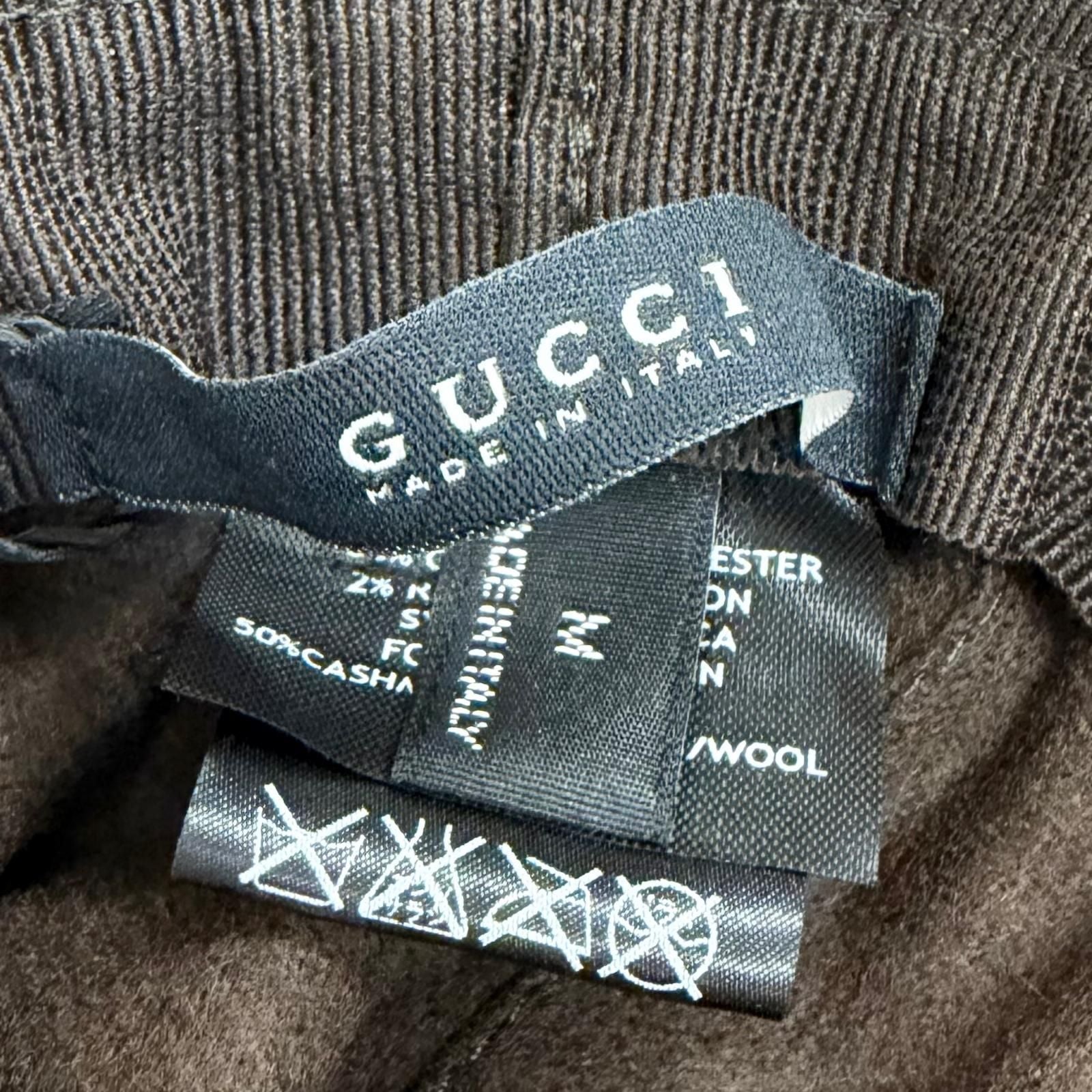 Gucci Logo Leather Patch GG Canvas Web Line Bucket Hat Beige — view 7