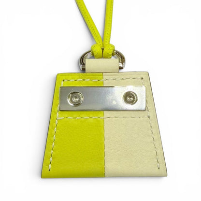 Hermes Mon Petit Kelly Necklace Leather Lime Craie Silver — view 4