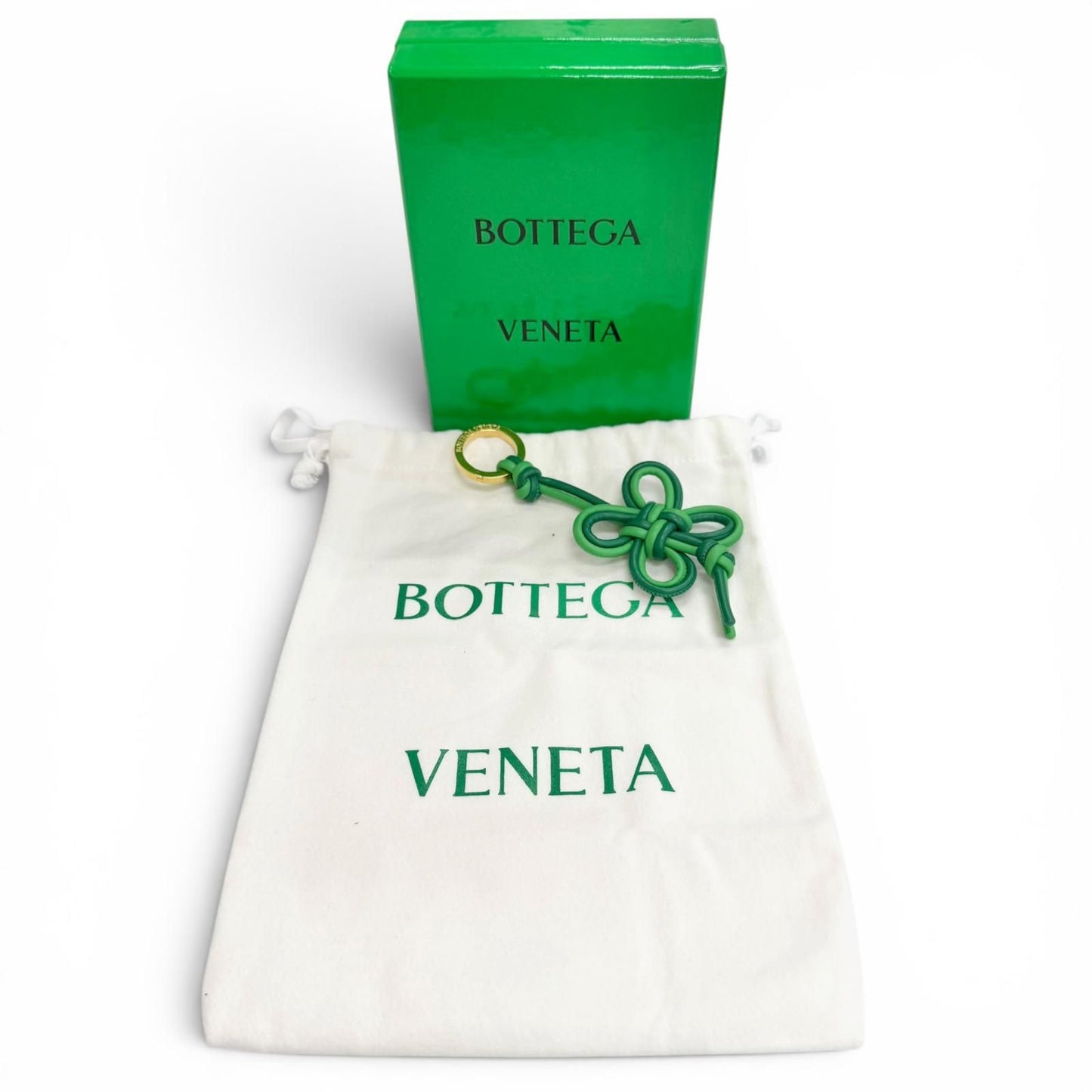 Bottega Veneta Dos Rifolio Leather Key Sling Bag Charm Green Gold — view 2