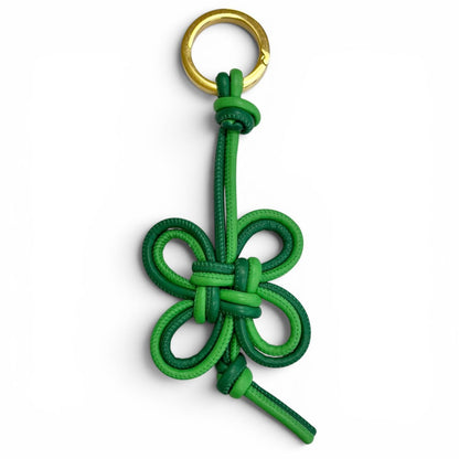 Bottega Veneta Dos Rifolio Leather Key Sling Bag Charm Green Gold — view 3