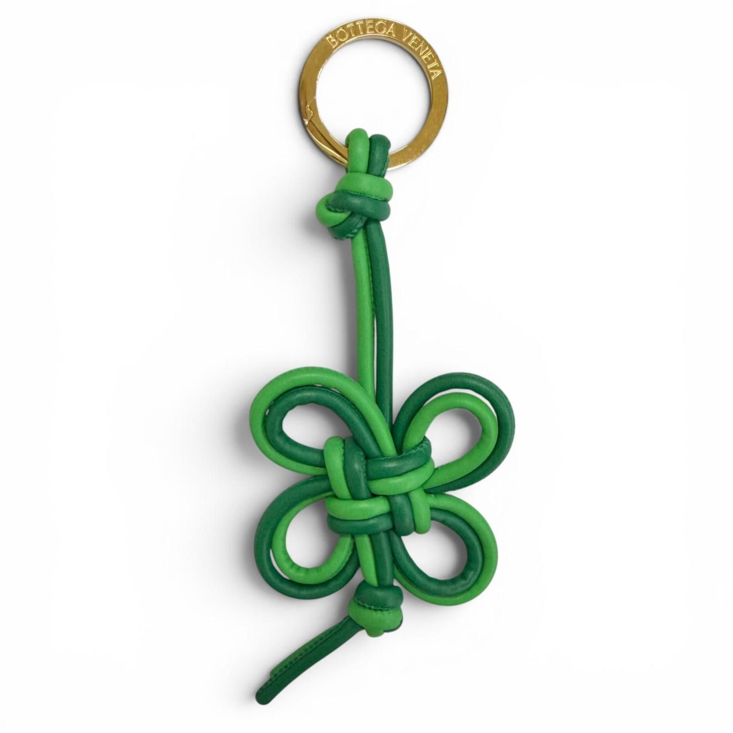 Bottega Veneta Dos Rifolio Leather Key Sling Bag Charm Green Gold
