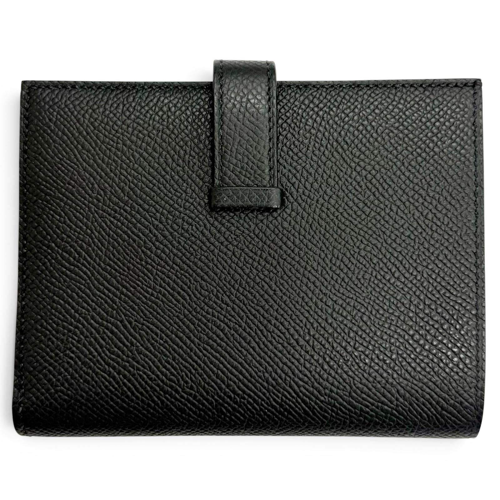 Hermes Bearn Compact Veau Epsom Gold Wallet Bifold Black — view 3