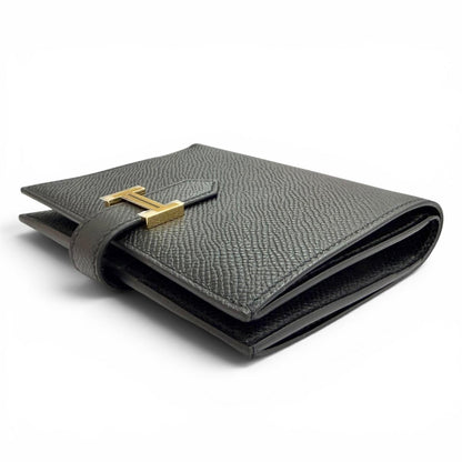 Hermes Bearn Compact Veau Epsom Gold Wallet Bifold Black — view 4