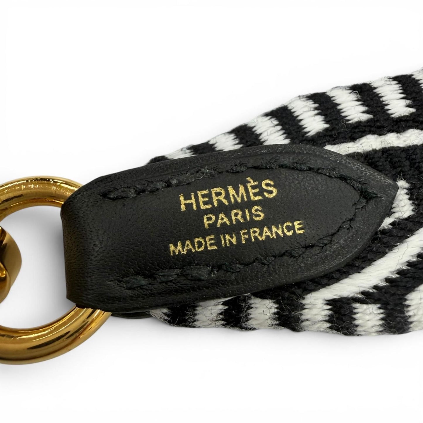 Hermes Bandouliere Sangle Caval 25 Gold Shoulder Strap Black White — view 5