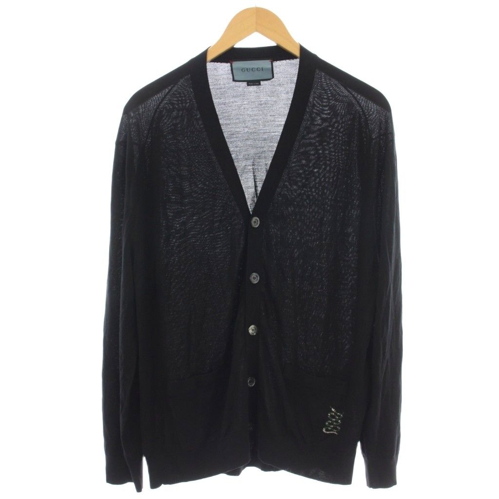 Gucci Wool Snake Embroidery Knit Cardigan Long Sleeve XXL Black