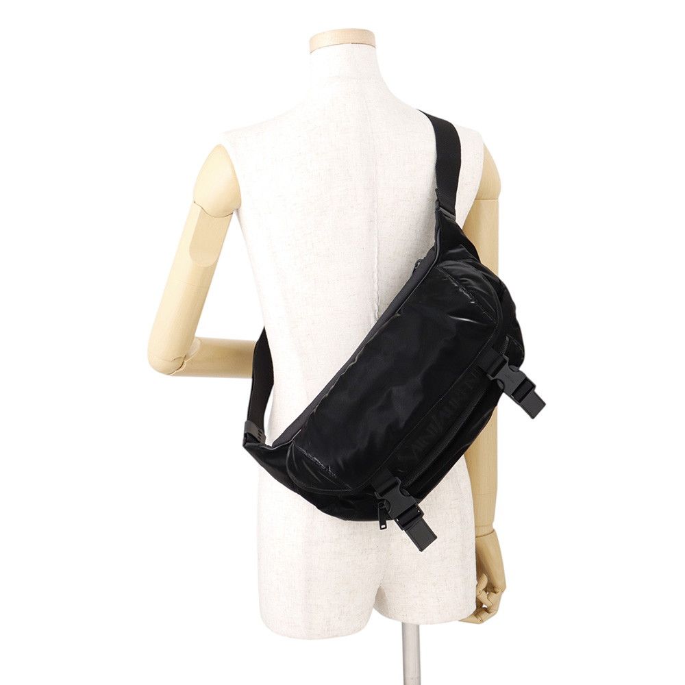 Saint Laurent Paris Embroidered Belt Bag Logo Silk Tech Canvas Black — view 4