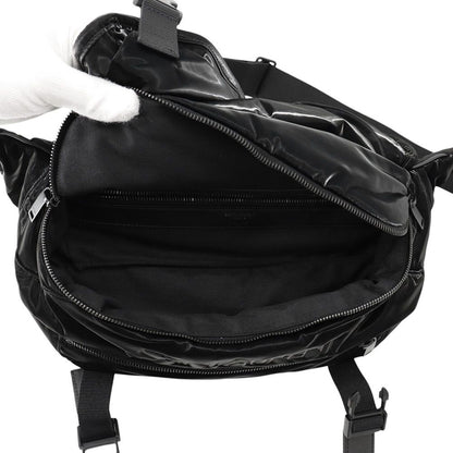 Saint Laurent Paris Embroidered Belt Bag Logo Silk Tech Canvas Black — view 5