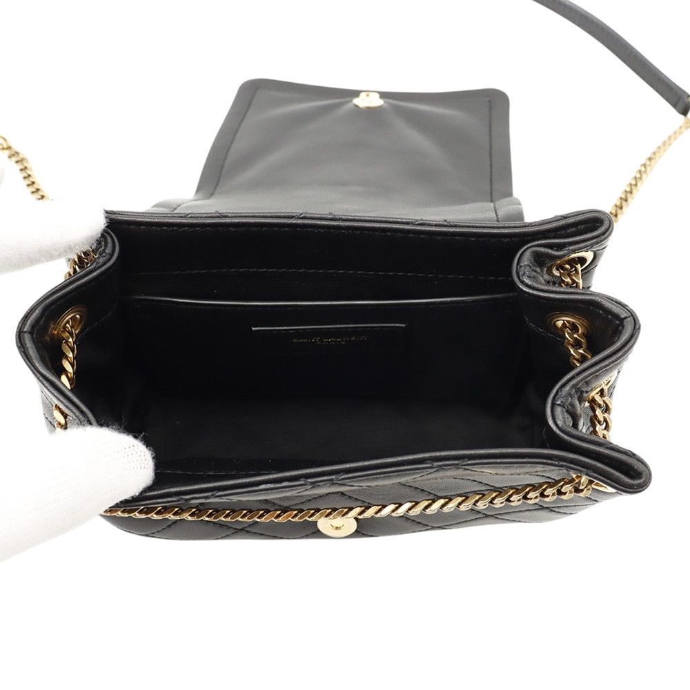 Saint Laurent Paris Chain Shoulder Bag Mini Nolita Quilted YSL Black — view 7