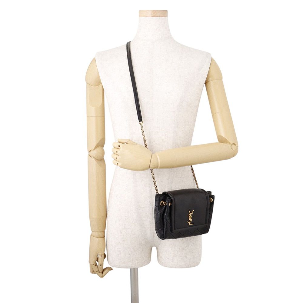Saint Laurent Paris Chain Shoulder Bag Mini Nolita Quilted YSL Black — view 5