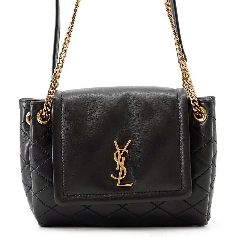 Saint Laurent Paris Chain Shoulder Bag Mini Nolita Quilted YSL Black