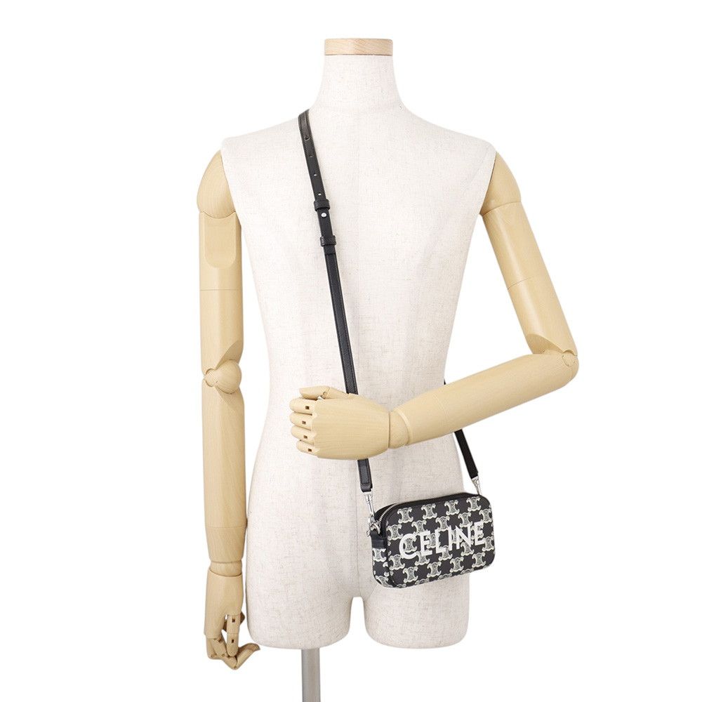 Celine Shoulder Bag Triomphe Horizontal Leather Black — view 4