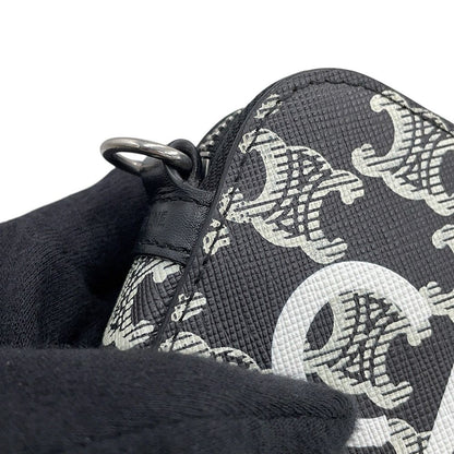 Celine Shoulder Bag Triomphe Horizontal Leather Black — view 7