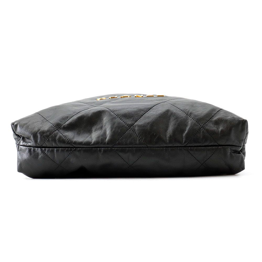 Chanel Backpack 22 Large Shiny Calf Leather Black — view 3