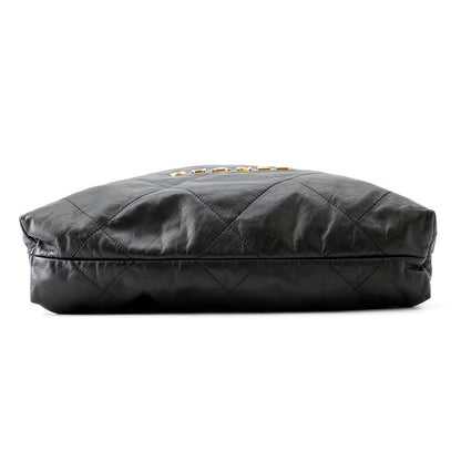 Chanel Backpack 22 Large Shiny Calf Leather Black — view 3