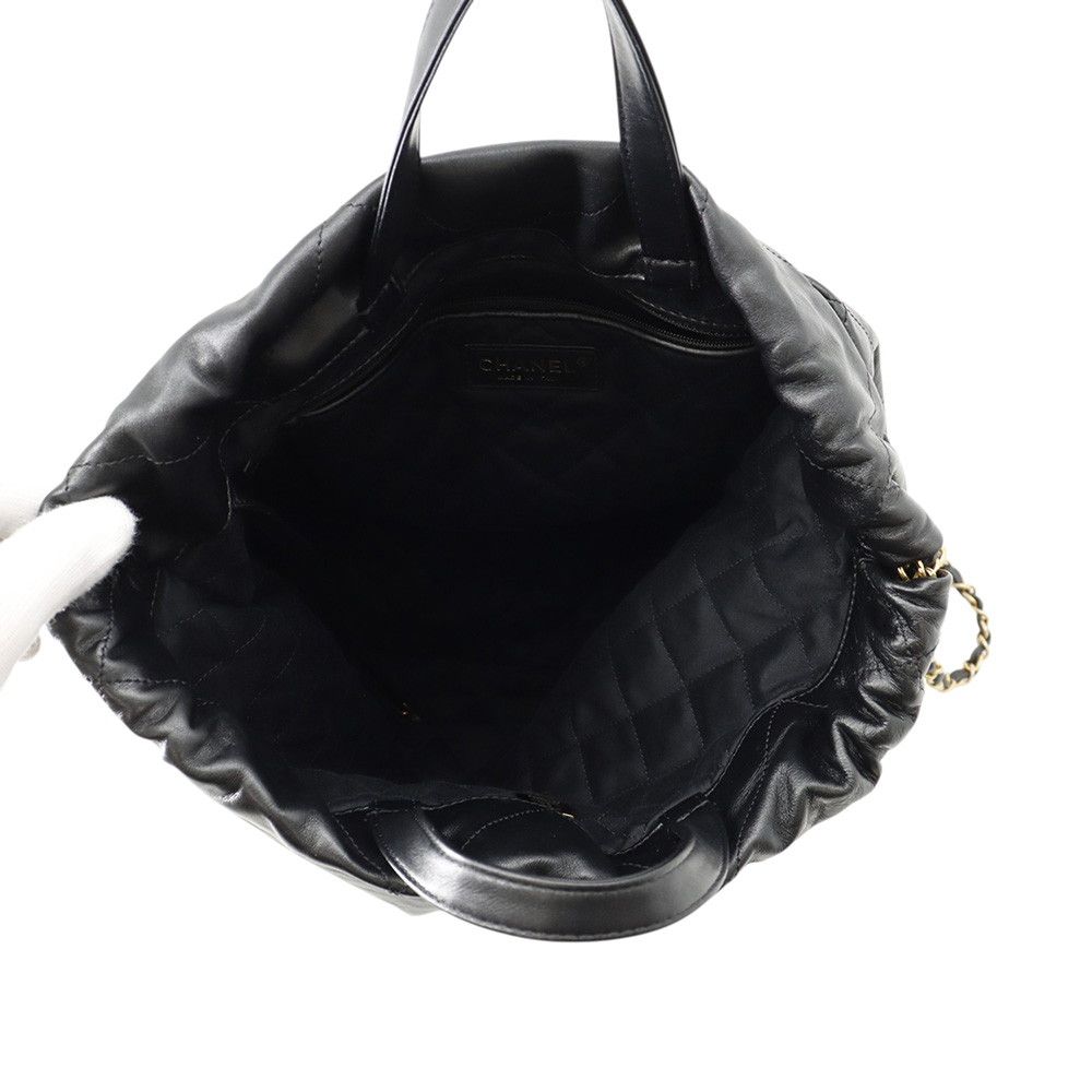 Chanel Backpack 22 Large Shiny Calf Leather Black — view 5