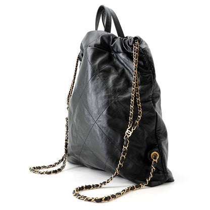 Chanel Backpack 22 Large Shiny Calf Leather Black — view 2