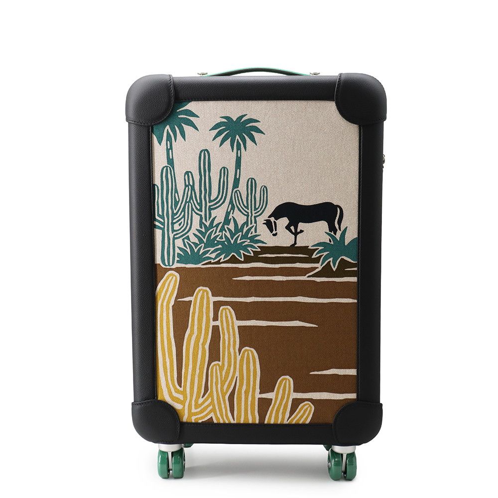 Hermes Carry Case Low Ring Mobility Suitcase Black Multicolor Twal Ash Taurillon