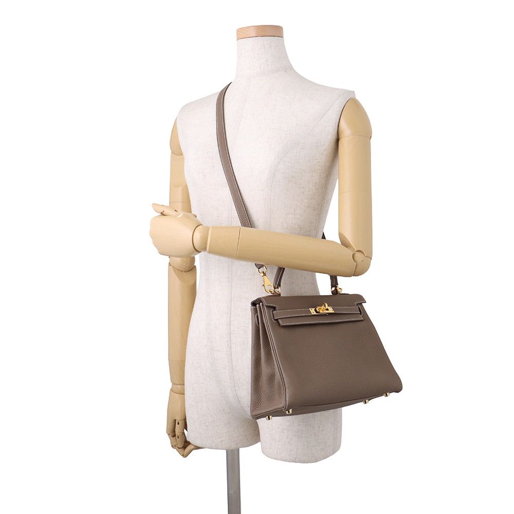 Hermes Handbag Kelly 25 Retourne Etoupe Gold Togo 2-Way — view 5
