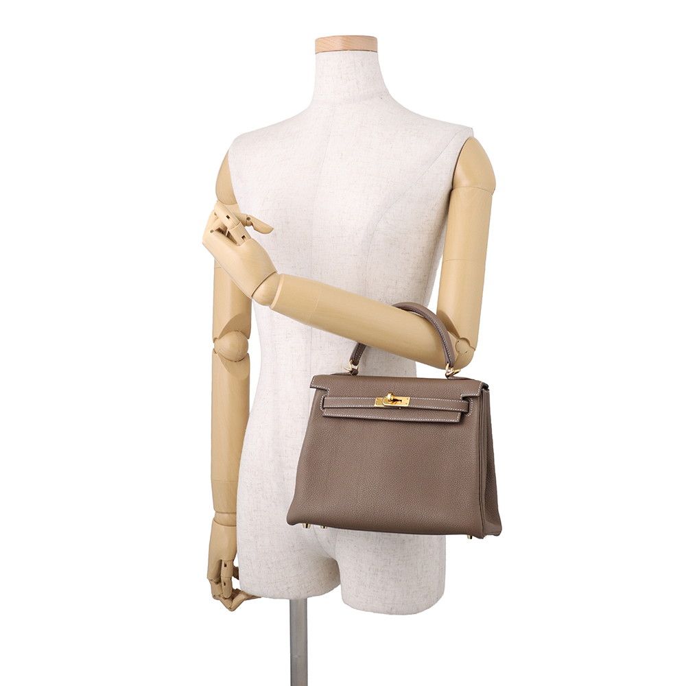 Hermes Handbag Kelly 25 Retourne Etoupe Gold Togo 2-Way — view 4