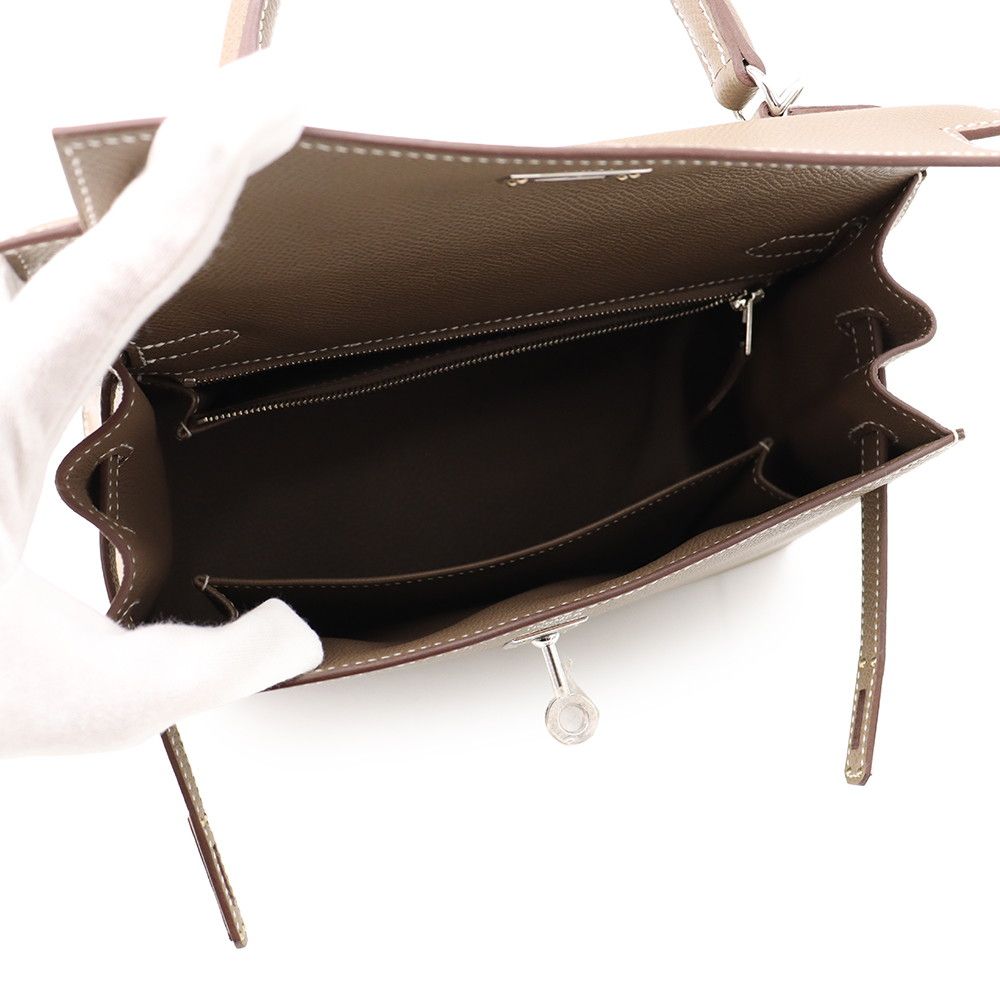 Hermes Handbag Kelly 25 Sellier Etoupe Silver Epsom 2-Way — view 5