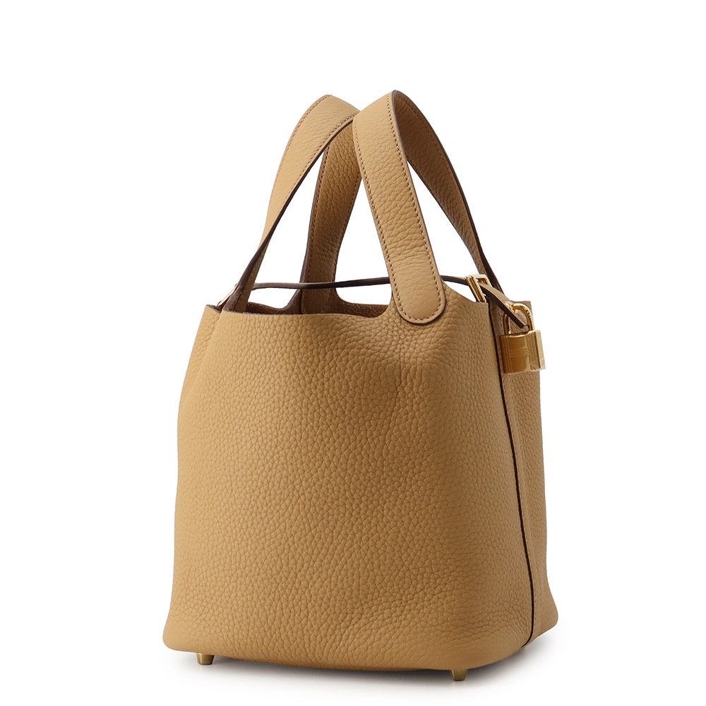 Hermes Handbag Picotin Lock PM Biscuit Gold Taurillon Clemence — view 2