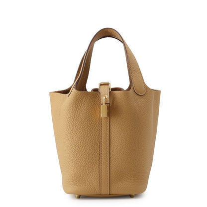 Hermes Handbag Picotin Lock PM Biscuit Gold Taurillon Clemence
