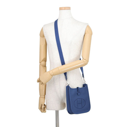 Hermes Shoulder Bag Evelyne TPM 111 Amazon Blue Tie Silver Taurillon Clemence — view 4