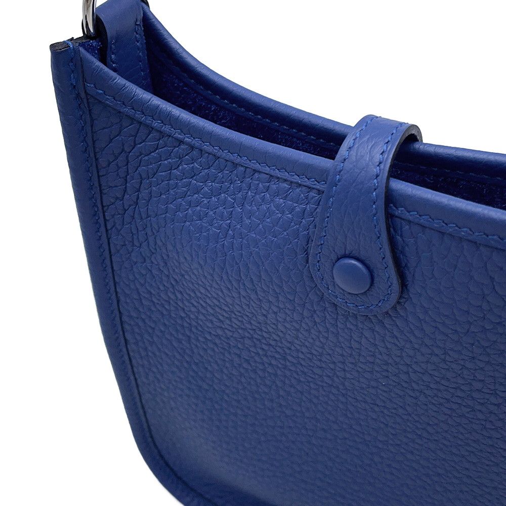 Hermes Shoulder Bag Evelyne TPM 111 Amazon Blue Tie Silver Taurillon Clemence — view 6