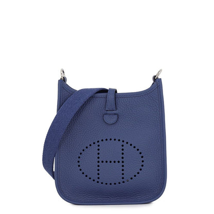 Hermes Shoulder Bag Evelyne TPM 111 Amazon Blue Tie Silver Taurillon Clemence