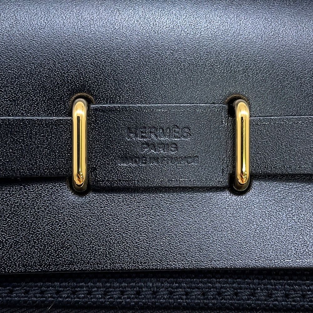 Hermes Shoulder Bag Herbag Zip Mini Black Gold Twal Ash Vache Hunter — view 6